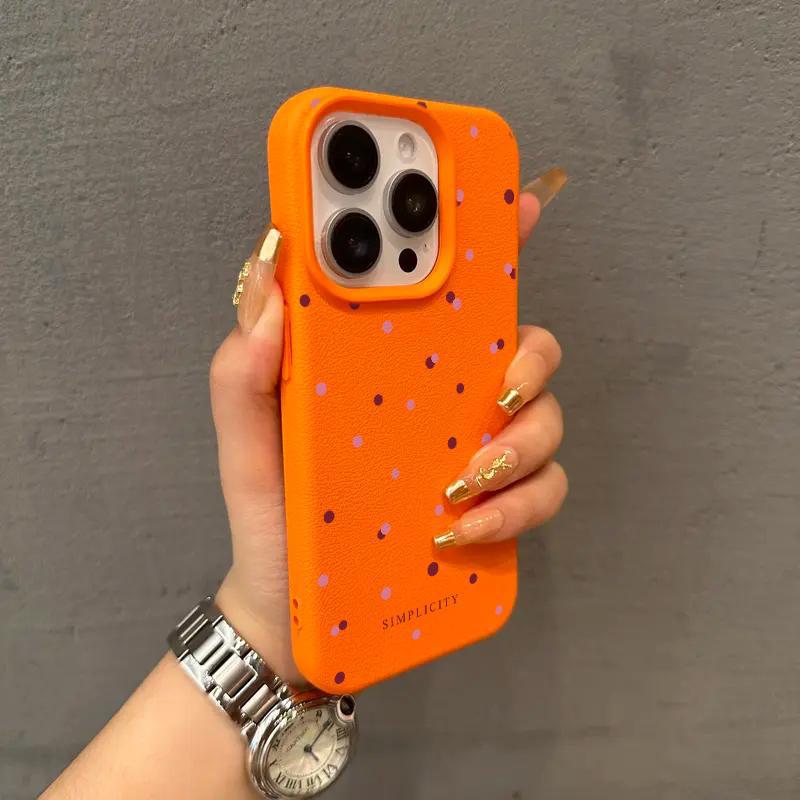 

Чехол для мобильного телефона Apple 15 с узором личи, полноэкранный, в горошек, для IPhone16pro Max, простой, 13, матовый, 12, мягкий For Apple 7PLUS/8P