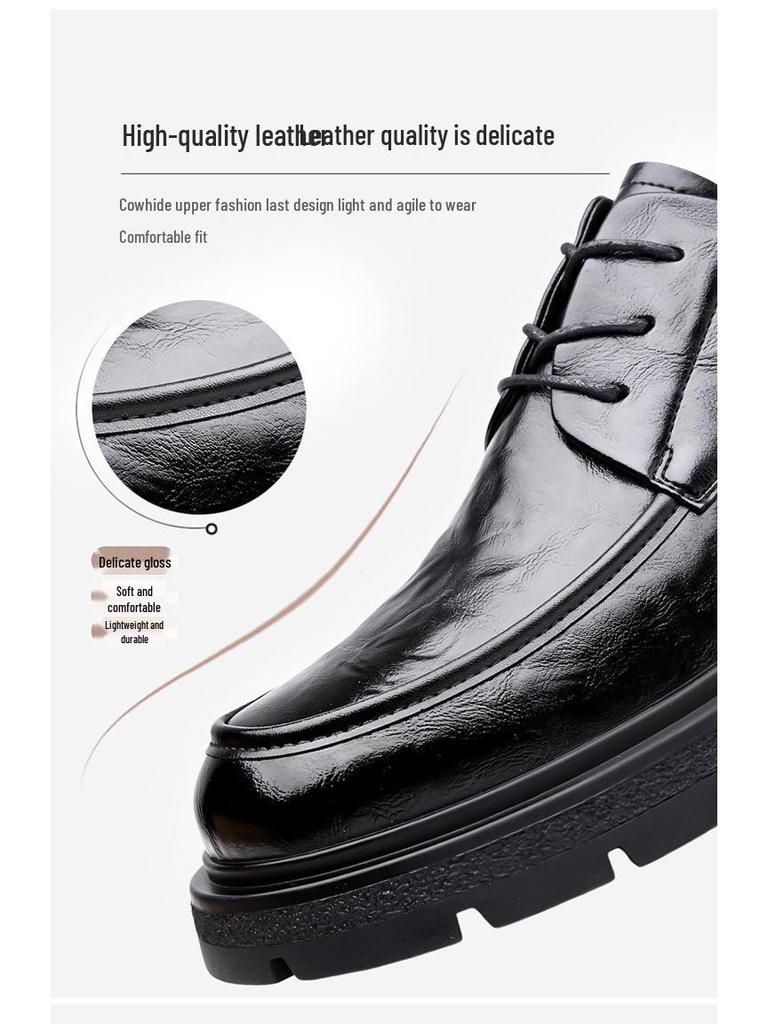 Men's 2025 Autumn Versatile Leather Derby Shoes - Formal & Casual Thick Sole Wedding Shoes
