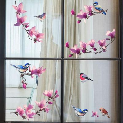 Tree Branches Bird Flowers Wall Stickers Home Decoration Glass Window Stickers Wall Stickers Self-adhesive Wall Stickers
