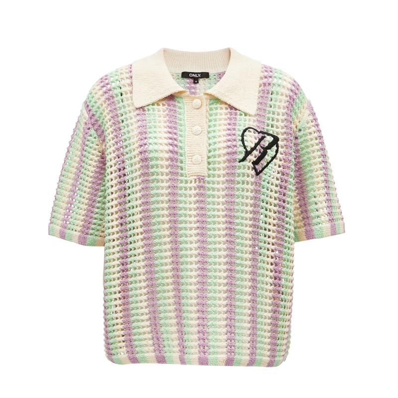 ONLY 2024 Summer Women's Color-block Knit Polo Top