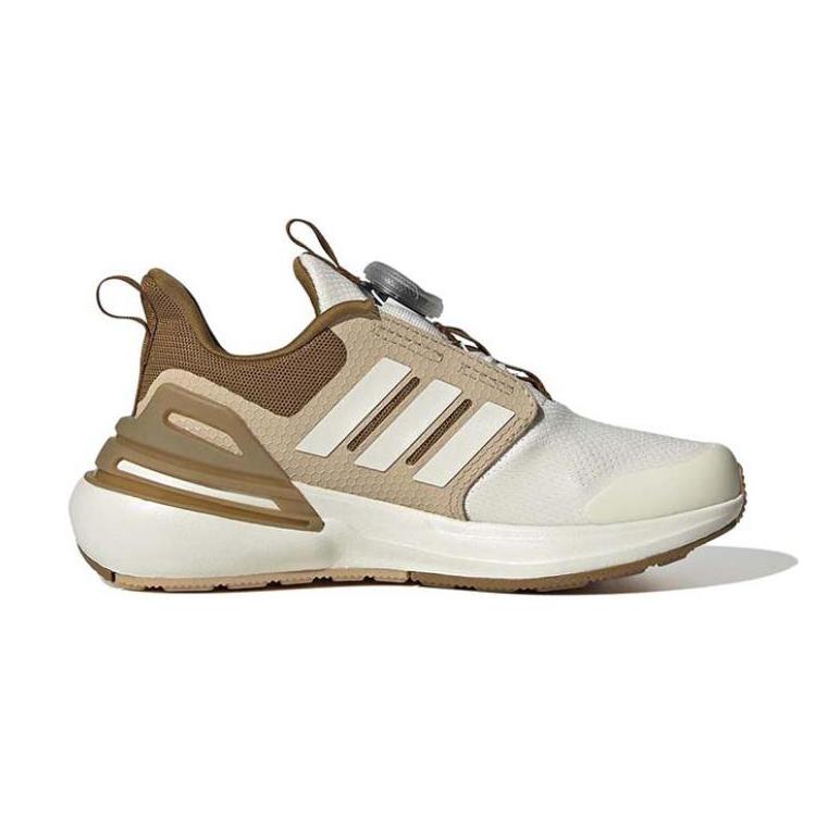 Adidas Rapidasport Boa Comfortable Shock Absorption Durable Breathable Low Top Running Shoes Kids Sneakers White Brown ID5911