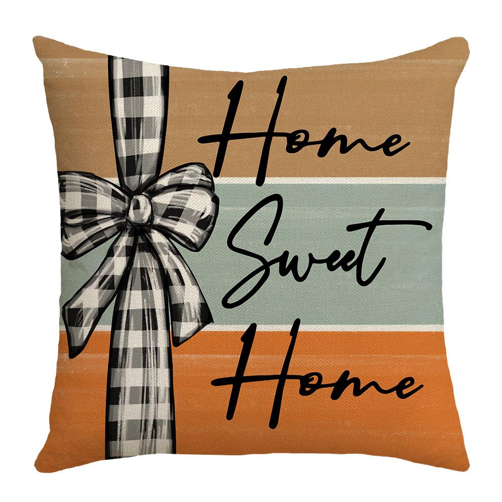 New Autumn and Winter Thanksgiving Pumpkin Color Block Letter Digital Print Decorative Pillow Cover Office Rest Pillow