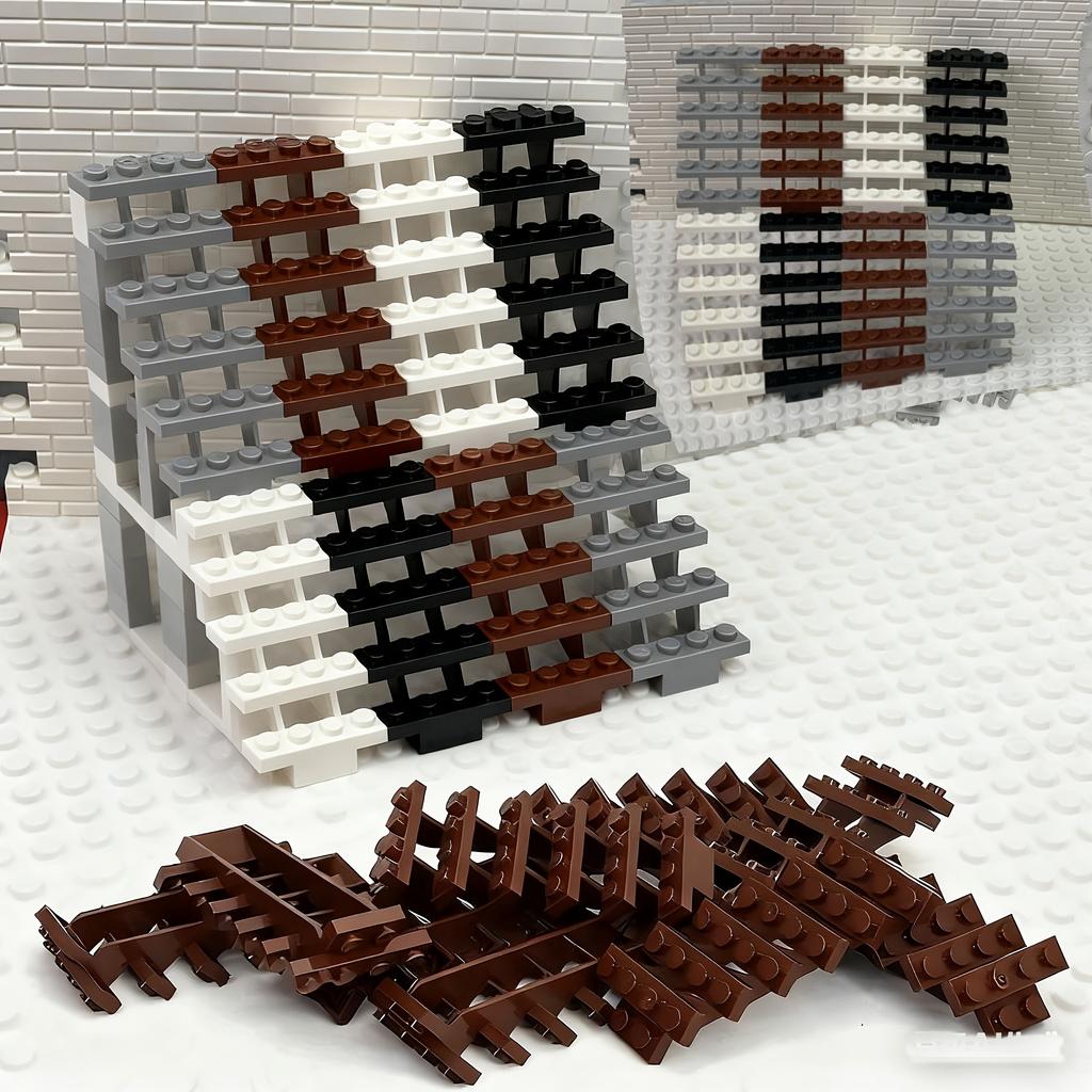 16 ks Schodišťové MOC kostky 7x4x6 Dům Schody Rovné Otevřené 30134 Schůdky Žebřík Modulární Moje Město Stavební kostky Částice Děti