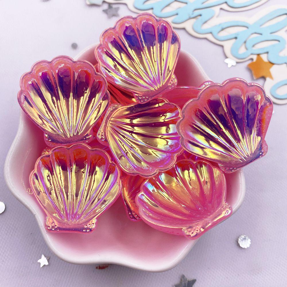 10PCS Colorful AB Resin Glitter Shells Flat Back Cabochon Stone Scrapbook DIY Bow Decor Home Figurine DIY Craft Supplies