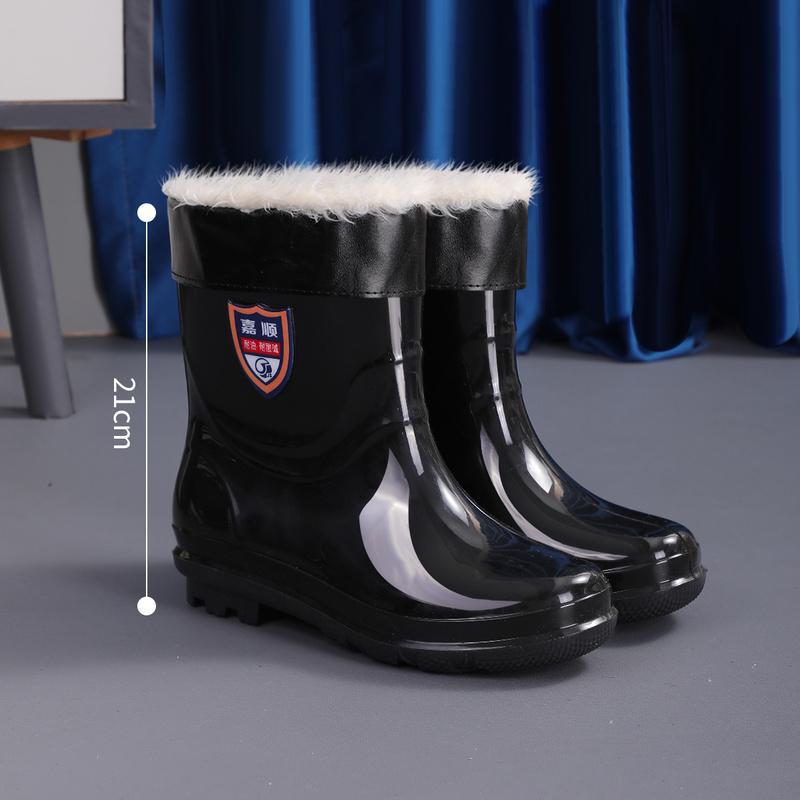 Thick-soled wear-resistant solid color men's lightweight high-top men's warm high-top waterproof mid-high non-slip rain boots thick model