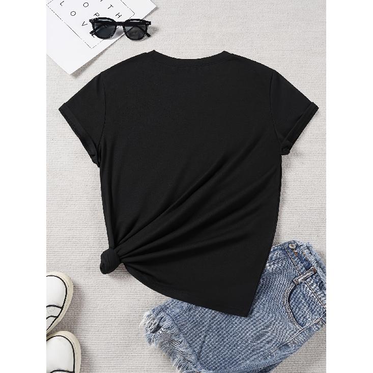 A Pink Sparkling Gemstone and Rose Floral Print Design Women's Round Neck Short-sleeve Shirt T Casual Fashion Trendy Shirt