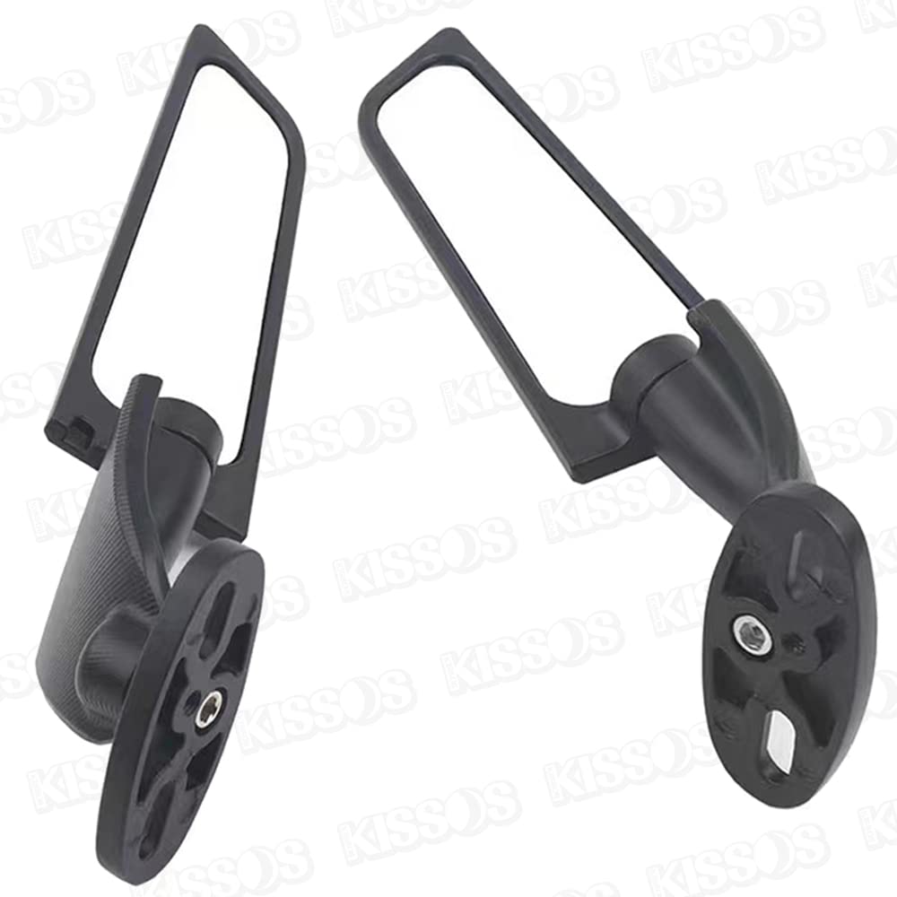 Universal Black Wing Mirrors for Motorcycles, Adjustable Rotating Canards, Left and Right Set for YZF, ZX, and CBR