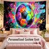 Soccer (149) Theme Wall Tapestry Customized With Name Text Personalized Hanging Tapestry For Bedroom Living Room Decor