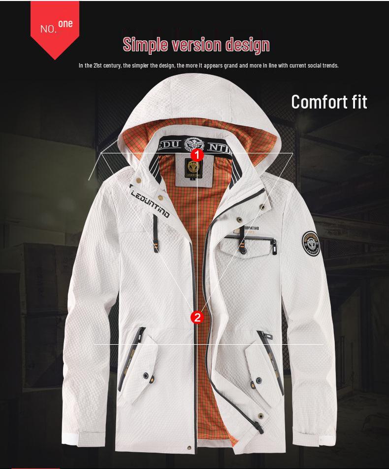 Men's Solid Color Hooded Casual Jacket for Spring/Autumn - European/American Size
