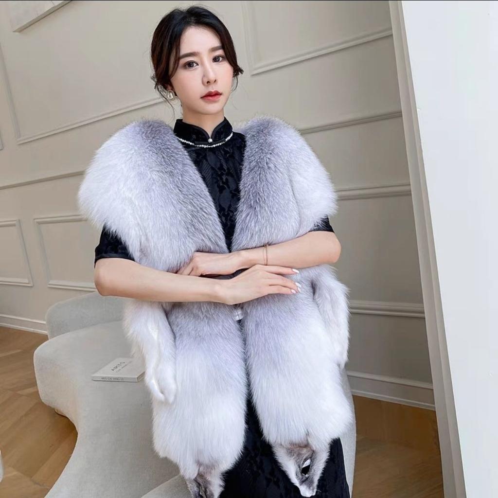 Whole Fox Scarf, Real Fur, Men's and Women's Fur Collar, Warm Scarf, Big Shawl, Real Fox Fur Collar, New Model.