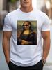 Limited Edition Men's Funny Mona Lisa with Glasses T-Shirt - Humorous Graphic Tee Suitable for Casual Wear