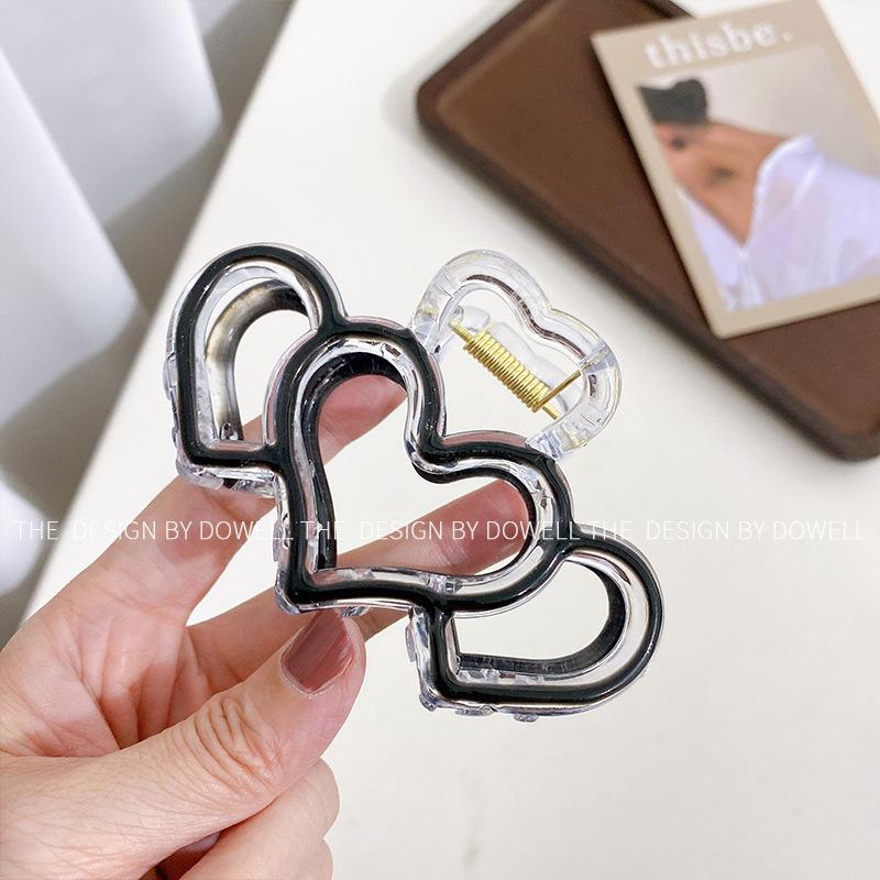 

Heart Large Shaped Hair Claw Clips In Stylish Black Orange Yellow And Blue Colors Women For чёрный