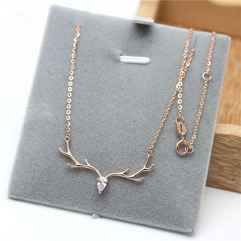 Purple Gold Necklace Niche Fashion Temperament Colored Gold Plated Rose Gold Colored Gold Antler Collarbone Chain Female