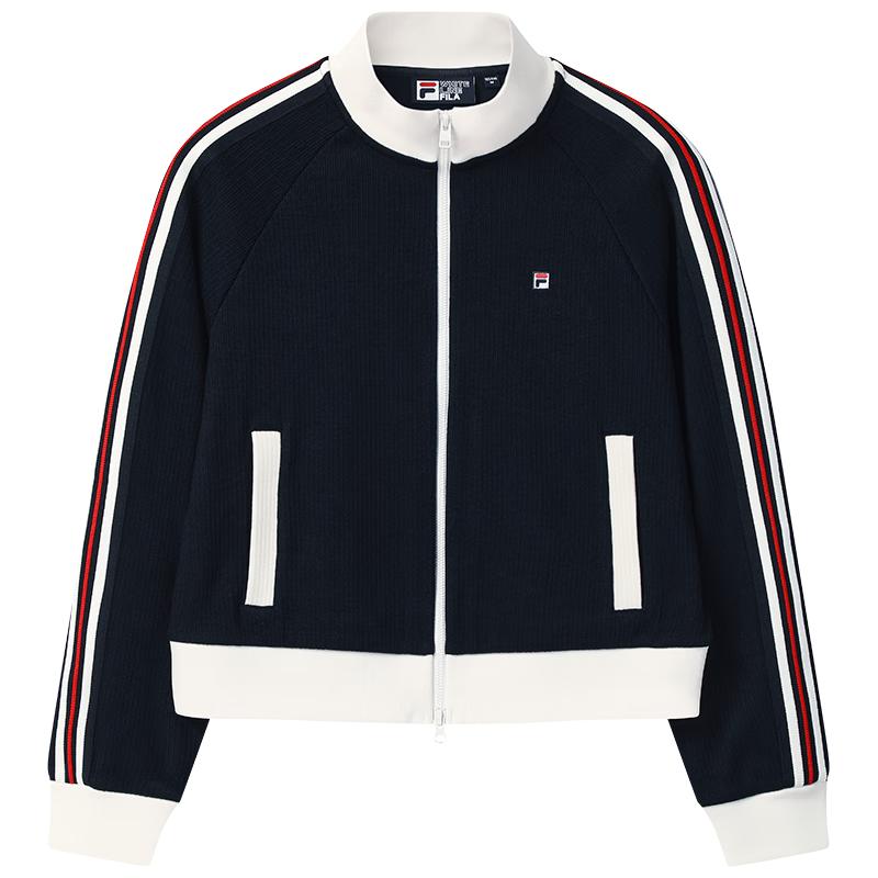 FILA Women s Color-block Stand-Collar Knitted Jacket XL