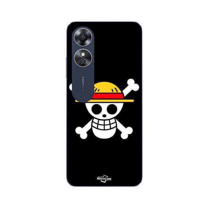 Coque pour Oppo A17 Drapeau One Piece Pirate Rap et Chapeau de Paille