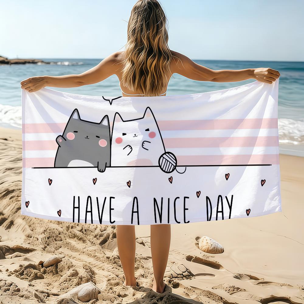 

HAVE A NICE DAY Cute Animal Towel Beach Towel Oversized Quick Dry Towel Absorbent Soft Swim BeachTowels for Men Women W30*H60(CM)