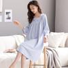 Lycra Cotton Nightdress Women'S Spring Summer Pure Cotton Nine-Quarter Sleeve Thin Sweet Princess Court Style Loose Large Size Pajama Dress