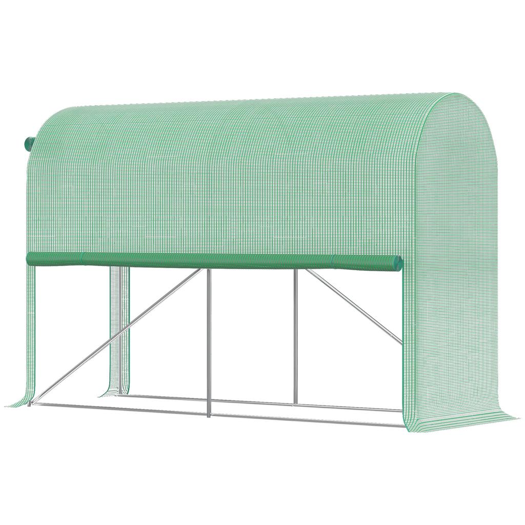 PE Garden Greenhouse, Balcony Greenhouse, Reinforced 140 G/m² Cover, Steel Frame, Roll-Up Zipped Door, 300 X 100 X 200 Cm