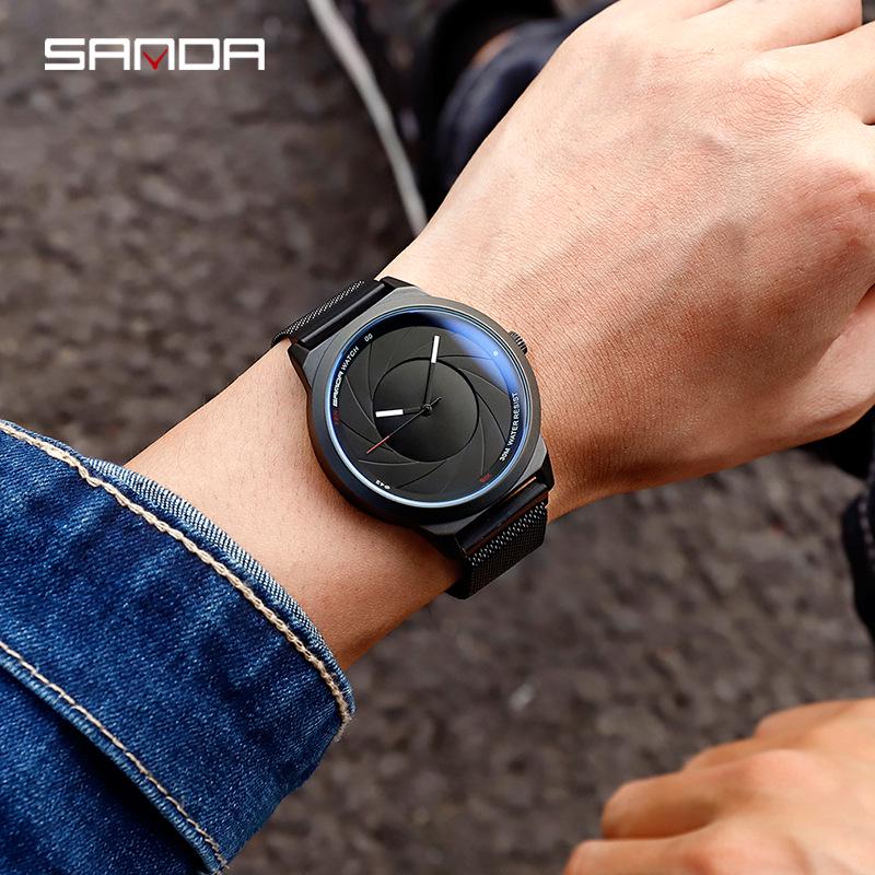 Sanda Ultra-Thin Quartz Couple Watches: Waterproof, Trendy Mesh Strap for Men & Women
