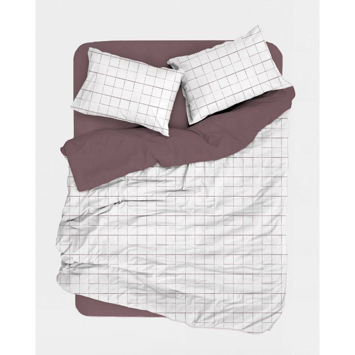 Parure de lit King Size - 1 housse de couette 240 x 220 cm + 2 taies d'oreiller 60 x 60 cm - 100% coton renforcé - Rose / Blanc