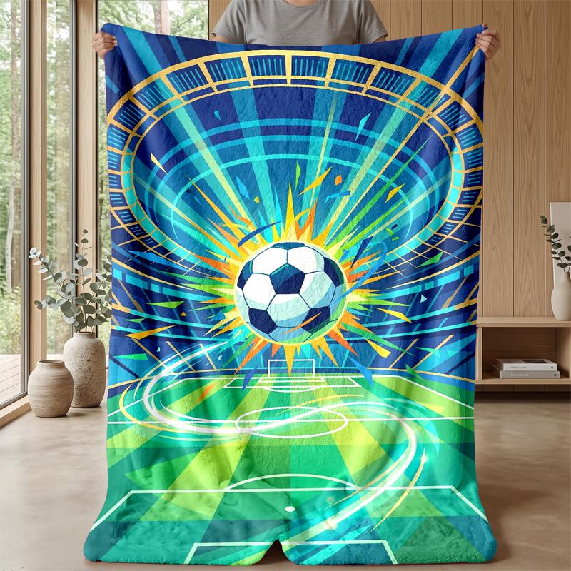 Soccer Ball in Motion 2 Theme blanket Lightweight Warm Flannel Blanket Decorative Throw Blanket for Home Decoration