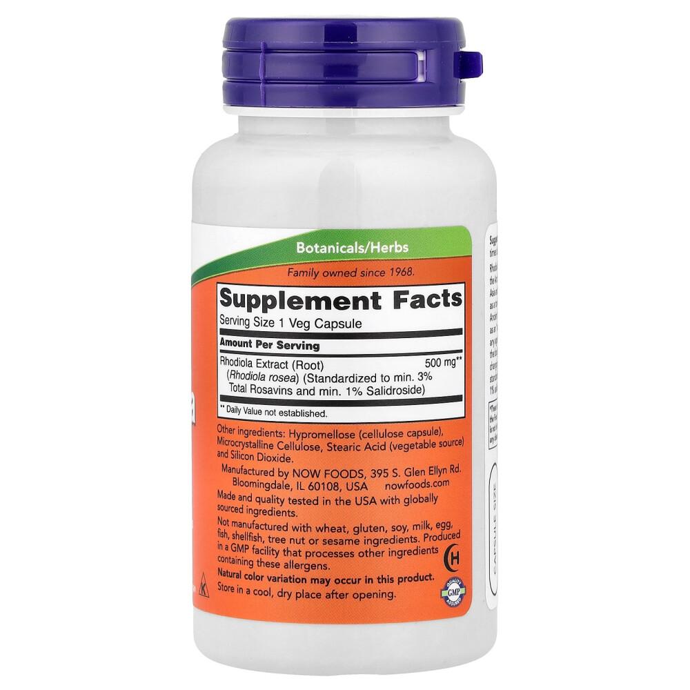 Now Foods Rhodiola 500mg Veg Capsules, 60 Capsules