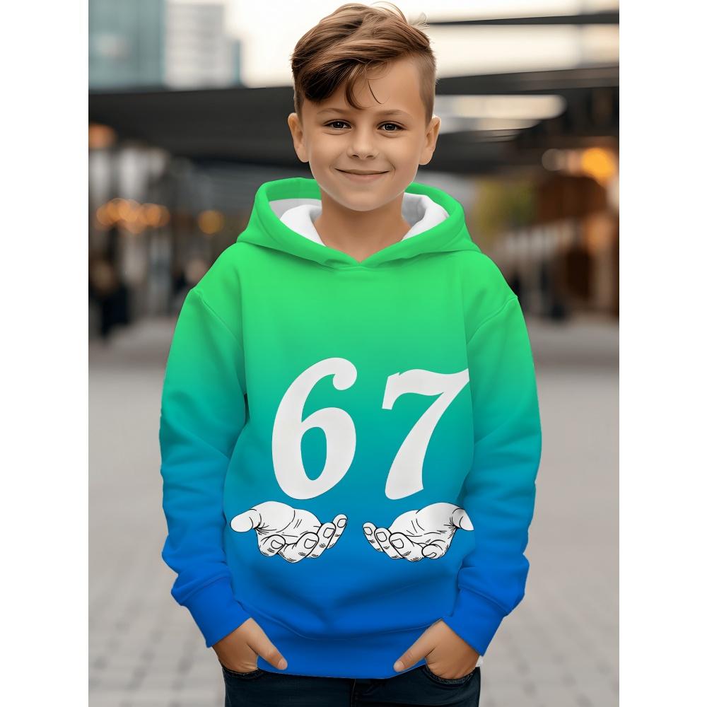 Spring Autumn Men's Clothing Funny Number 67 Creative Print Hooded Sweatshirt Casual Sports Long Sleeve Plus Size Women Hoodie Tops