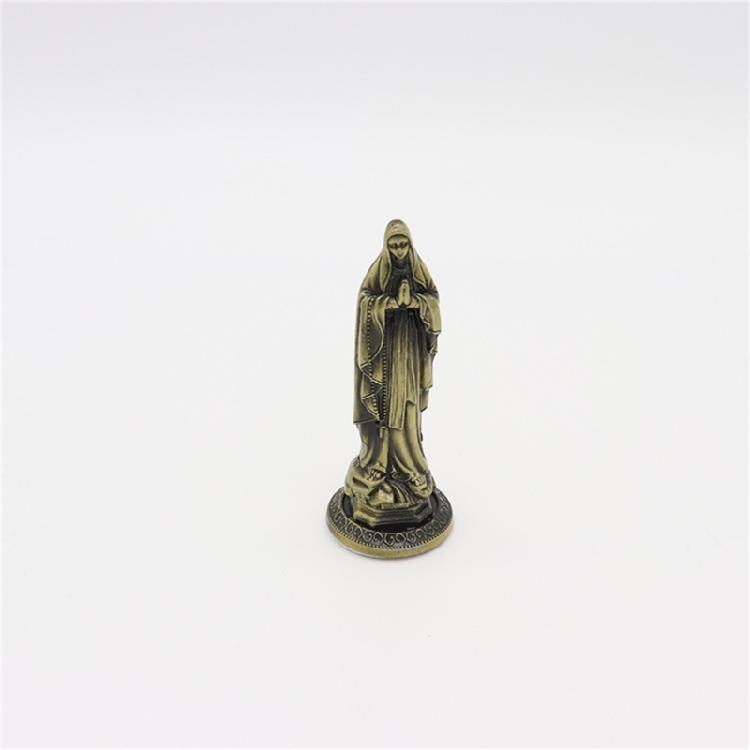 Vintage Designs Standing Maria Figurine Antique Metal Religous Figure Sculpture Miniature Ornament Spiritual Decoration