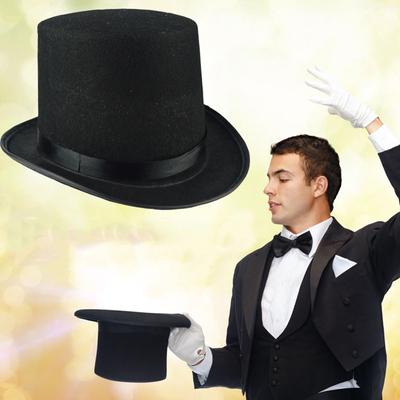 Costume Accessory Black Top Hat Elegant Gentleman Cap Deluxe Jazz Cap  Stage Performances
