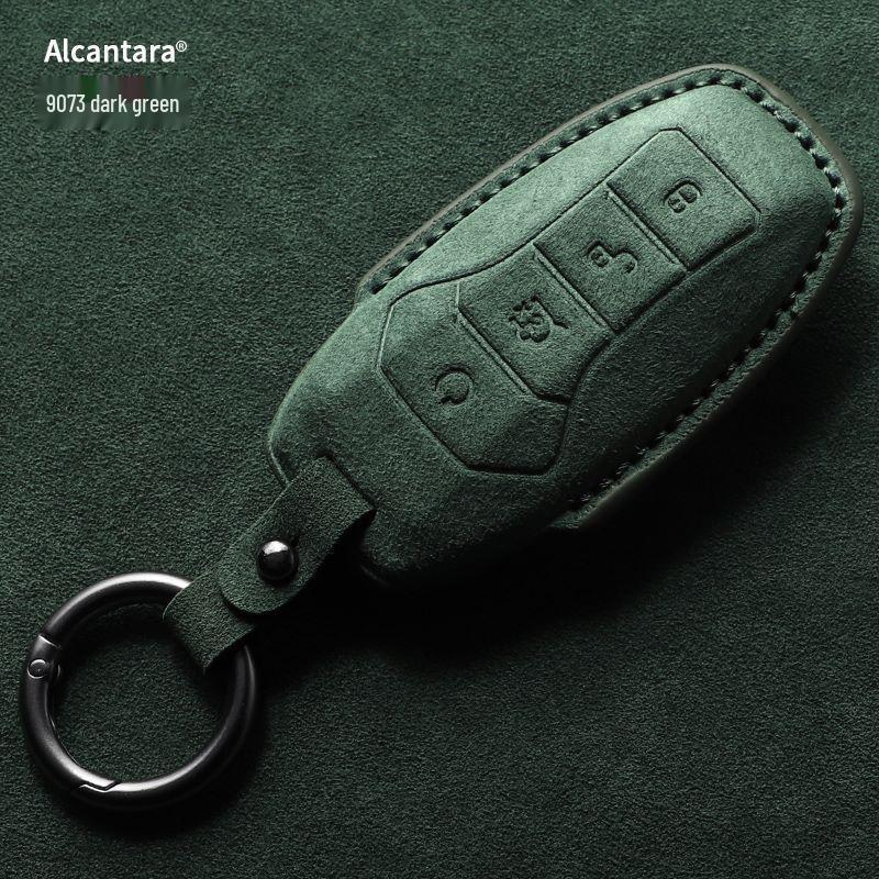 Full-Coverage Suede Key Case for BYD D9, N7, N8, and X with Side Snap Button