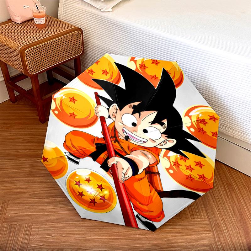 1 PC Automatic Folding Umbrella - Son Goku Pattern Portable Foldable Design With 8 Ribs Christmas Birthday Gifts