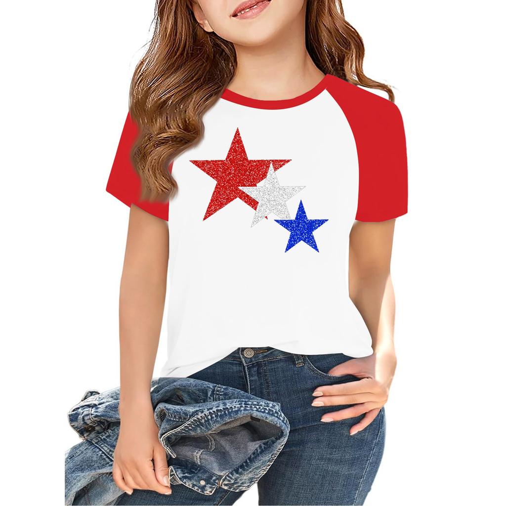 Topy pro mládež Dětské pro kluky a holky 2-10 let Kulatý výstřih Krátký rukáv Trendy topy