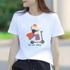 Süßes Cartoon-Print Kurzarm Rundhals Damen T-Shirt für Frühling und Sommer Vielseitiges Damen T-Shirt