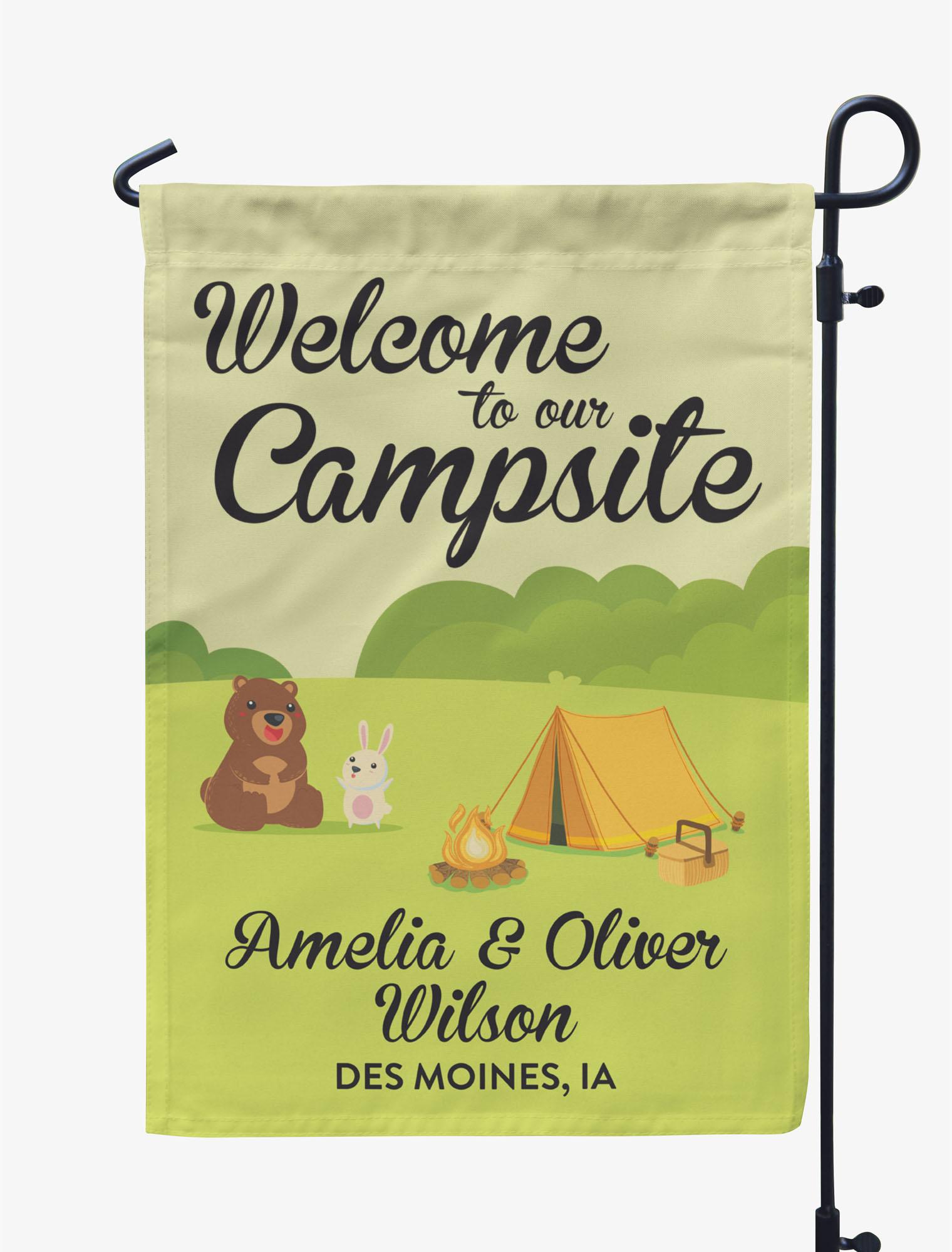 

Printtoo Tan Welcome To Our Campsite Garden Summer Camping Flags Personalized Outdoor Garden Flags Camp Decor Accessory Double Sided Flags 12.5x18 12.5 x 18 Inches дубильная кора