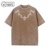 Mens Personalized Thorn Print Washed TShirt Retro Distressed Casual Pure Cotton Crew Neck Short Sleeve Summer Commute Loose To