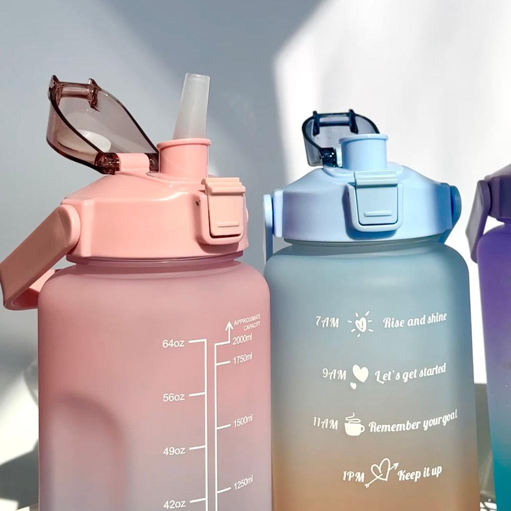 2000ml Large Capacity Frosted Plastic Water Bottle Sports and Fitness Outdoor Portable Kettles