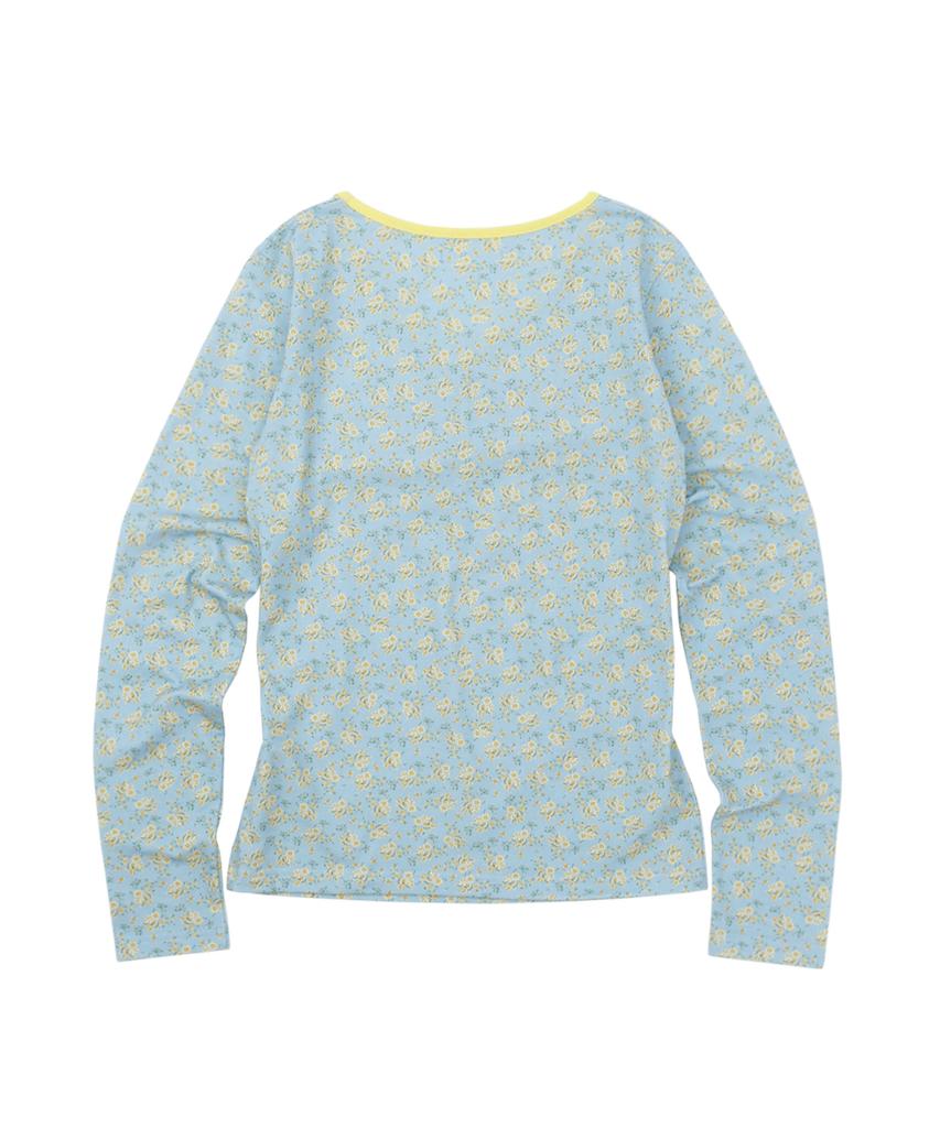 Sseonegteu Floral Cinch Front Ls Tee - Blue
