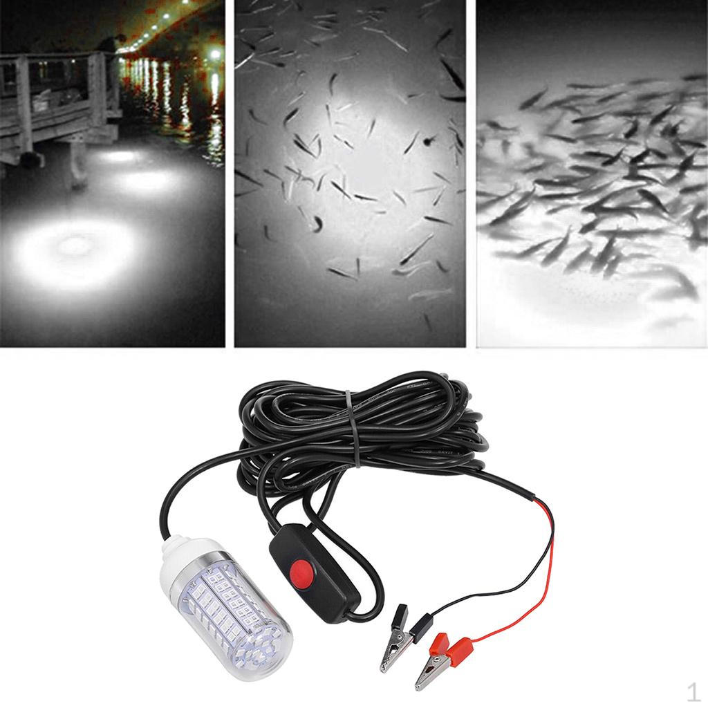 12 Dränkbar Fiske Lampa Undervatten Lampa Natt för Fisk Lockande med 5M