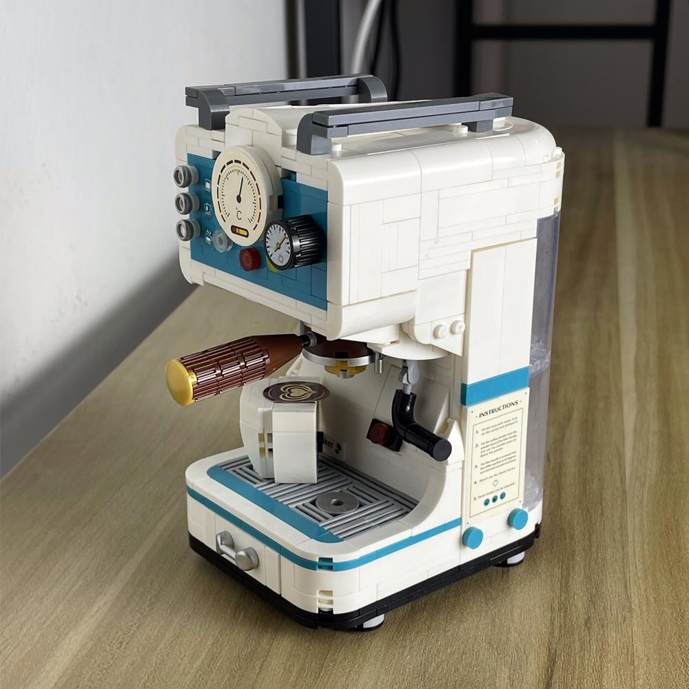 KNEW BUILT Klasik Kahve Makinesi Modeli Mini Yapı Taşları Vintage Dekorasyon Çocuklar İçin Montaj Hediyelik Oyuncaklar İnşaat Blokları
