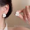 Korean Style Cream White Flower Drop Earrings For Women