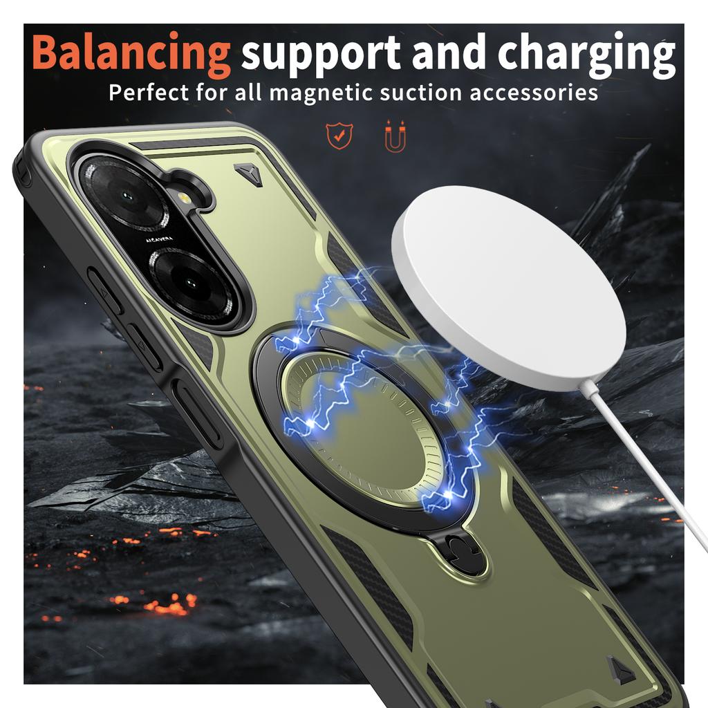 For Xiaomi Redmi A5 4G (171.7mm)/Poco C71 4G Case Compatible with MagSafe Military Protection PC+TPU Kickstand Phone Cover