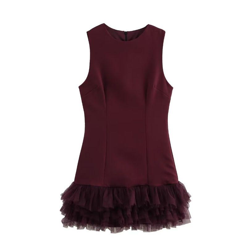 Kaslead New Arrival Women's Clothing Fashion Style Fashion Minimalist Silk Net Patchwork Dress 4661289