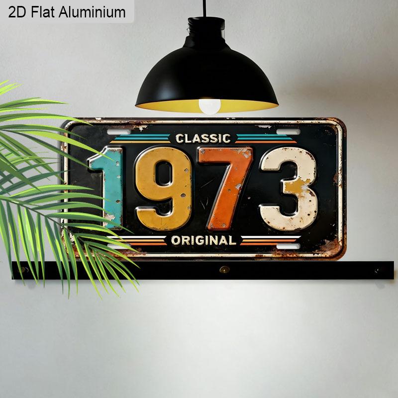 2D Flat 1pc Vintage Metal Aluminum Sign Decoration | Classic 1973 Original, 12'' × 6'' Retro Sign, Outdoor Plaque & Wall Art for Living Room, Man