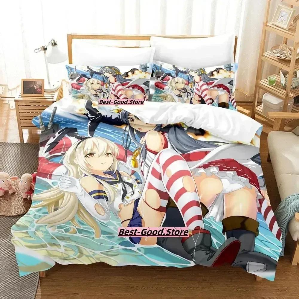 New Kawaii Kantai Collection Bedding Set Single Twin Full Queen King Size Bed Set Adult Kid Bedroom Duvetcover Sets Anime Bed