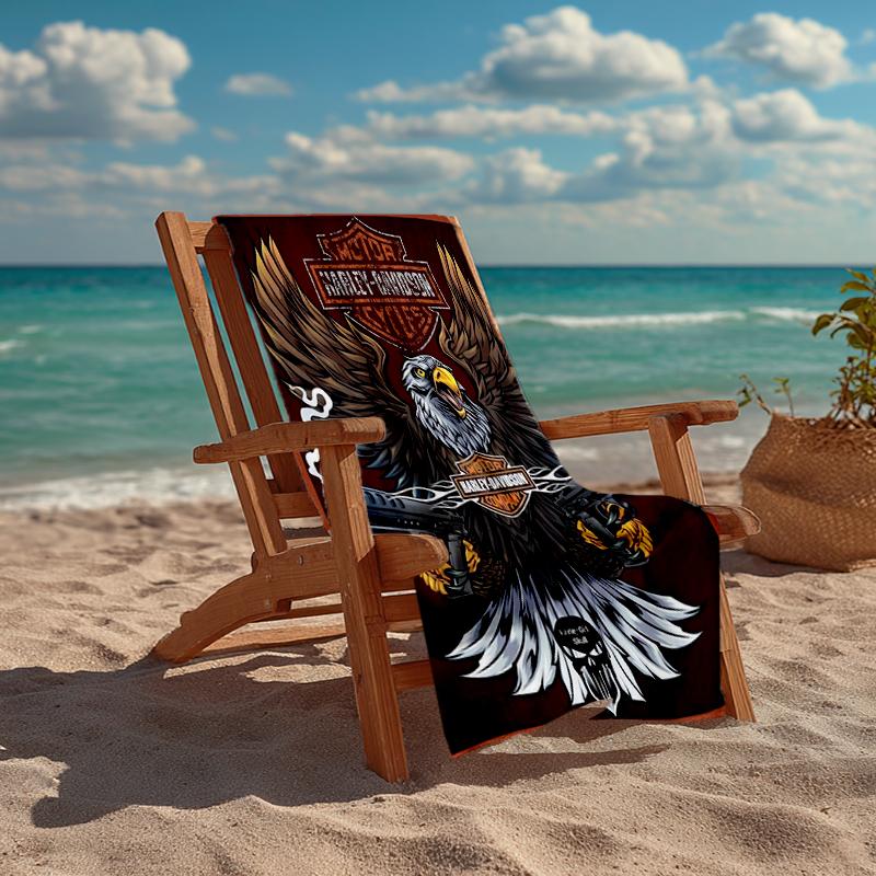 Vintage Motorcycle Fashion Beach Towel: Ideal for Summer Adventures Soft, absorbent and quick drying suitable for swimming and bathing