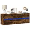 VidaXL Wall-Mounted TV Cabinet with LED Lights Smoked Oak 130x31x35 Cm, Wall-Mounted TV Unit, Floating TV Unit, TV Stand 852303