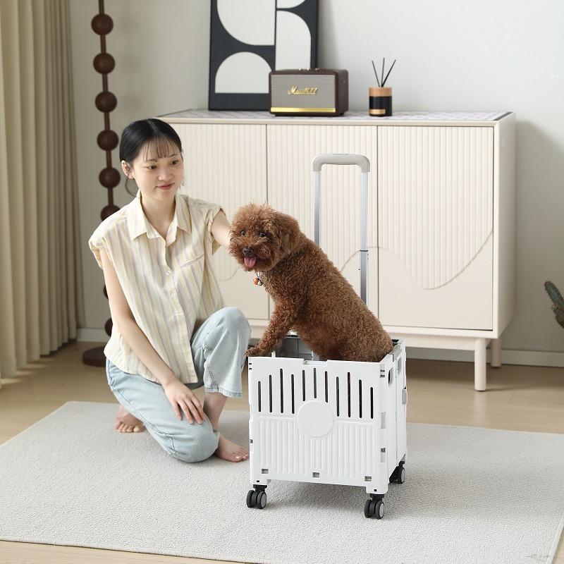 Lightweight Foldable Pet Stroller For Medium Small Dogs Cats Teddy Corgi Outdoor Walking Trolley