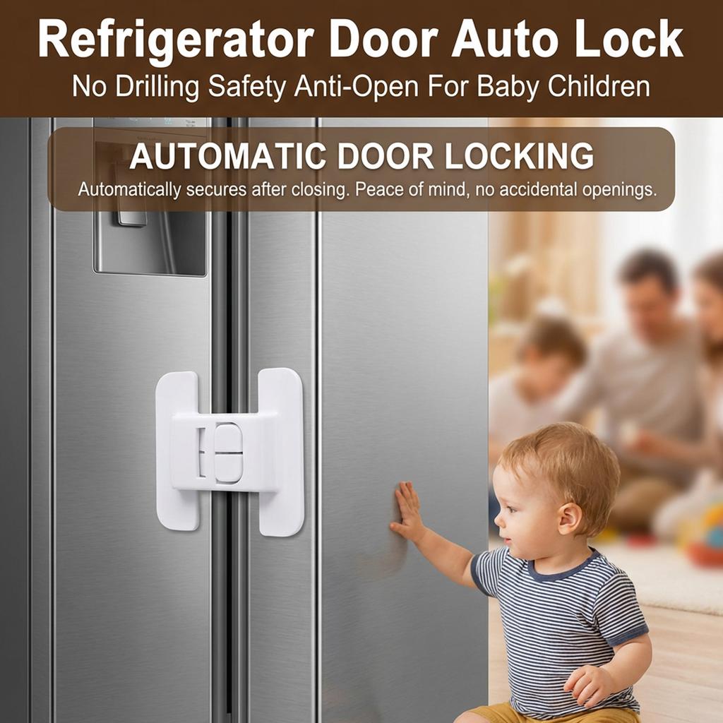 Refrigerator Door Auto Lock Safety Drawer Closer Baby Proofing ABS Material Anti-Open Drawer Closer For Baby Children Protection