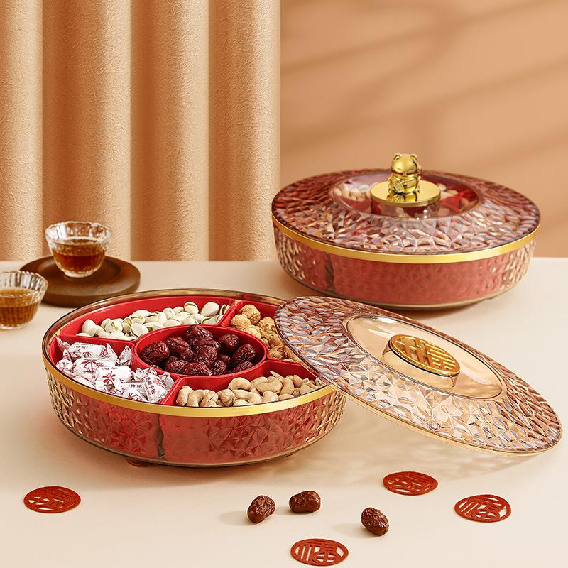 Chinese New Year Fruit Plate Living Room Coffee Table Household Light Luxury High-End Candy Snacks Melon Seeds Dried Fruit Storage Box