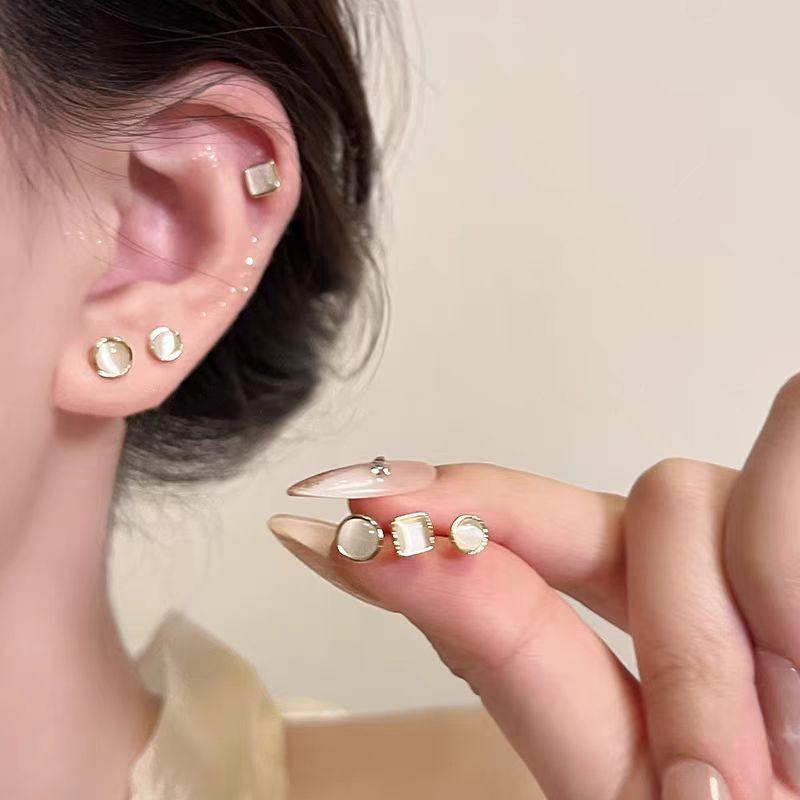 Exquisite Zircon Stud Earrings Set - Light Luxury, Versatile Temperament.